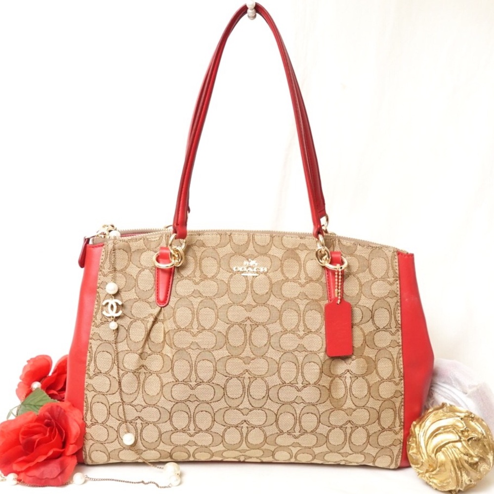Coach Red and Tan Shoulder Bag